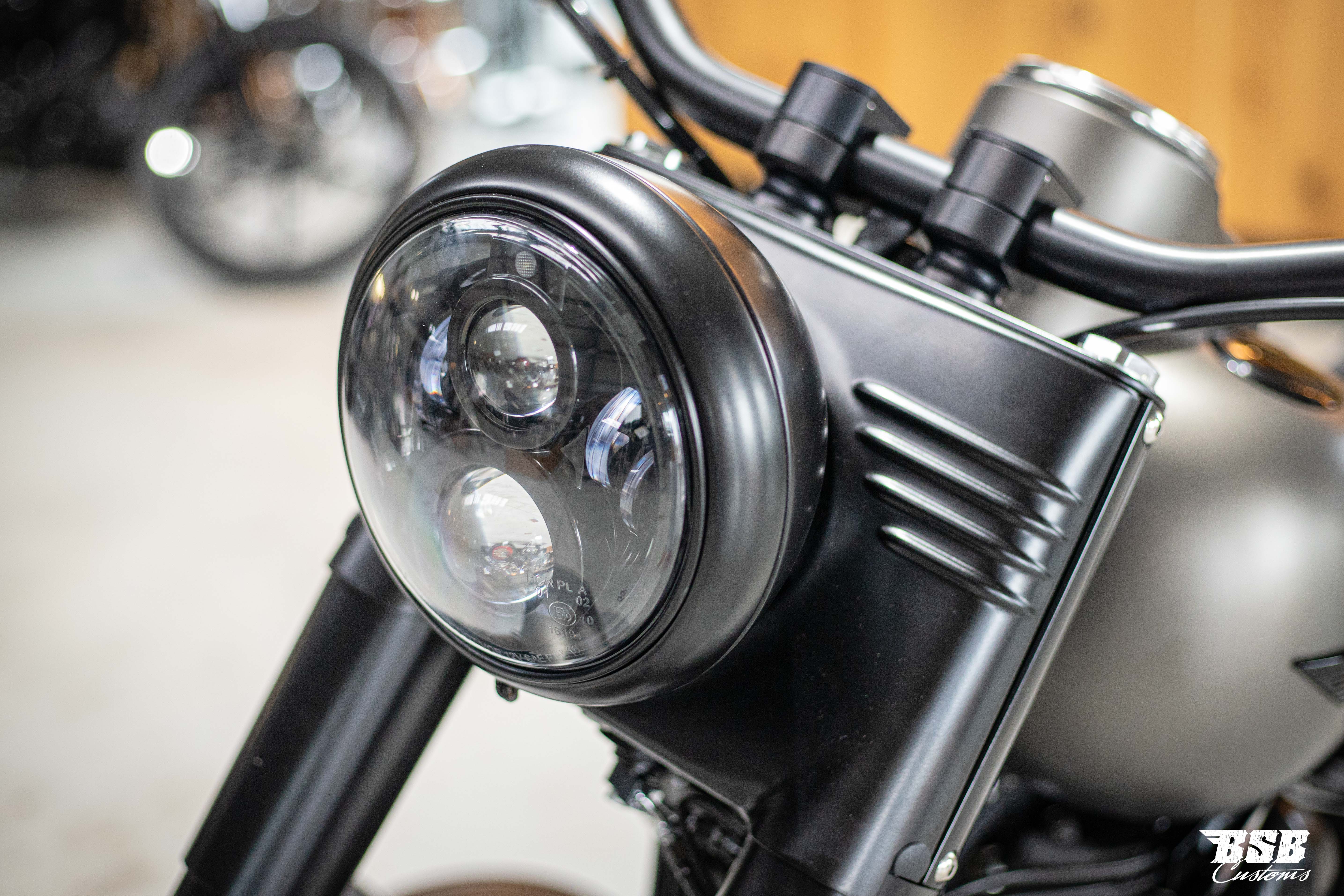 LED Scheinwerfer 7" schwarz, Standlicht, E-Zulassung für FAT BOY M8 107 Milwaukee Eight