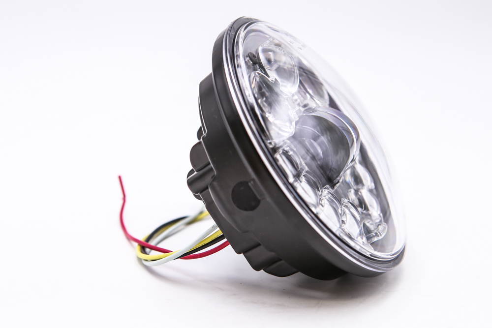 LED Scheinwerfer 5 3/4  5,75 Zoll schwarz, Standlicht, CE-Zulassung für Harley Davidson SOFTAIL / DYNA / Sportster