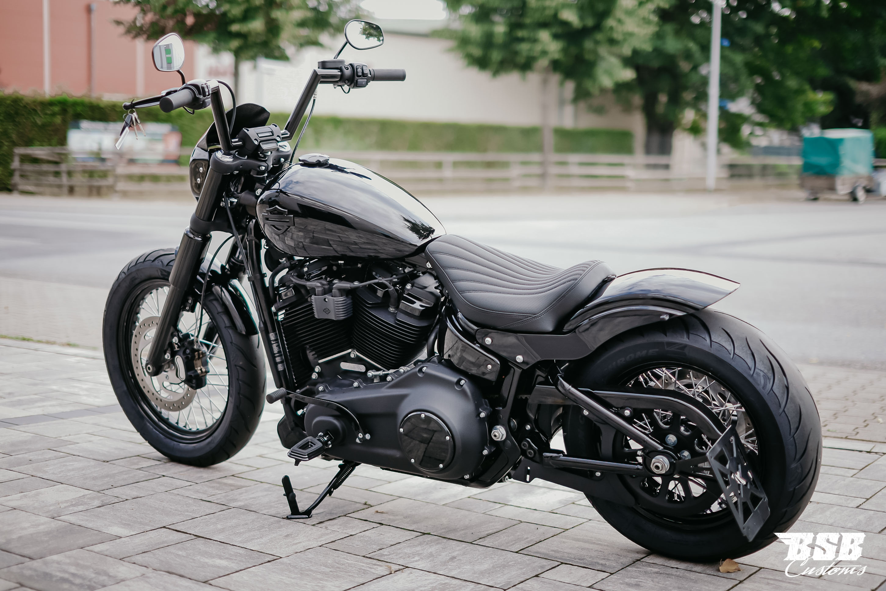 Spiegel Set für Harley Davidson Softail Dyna Sportster SCHWARZ GLANZ