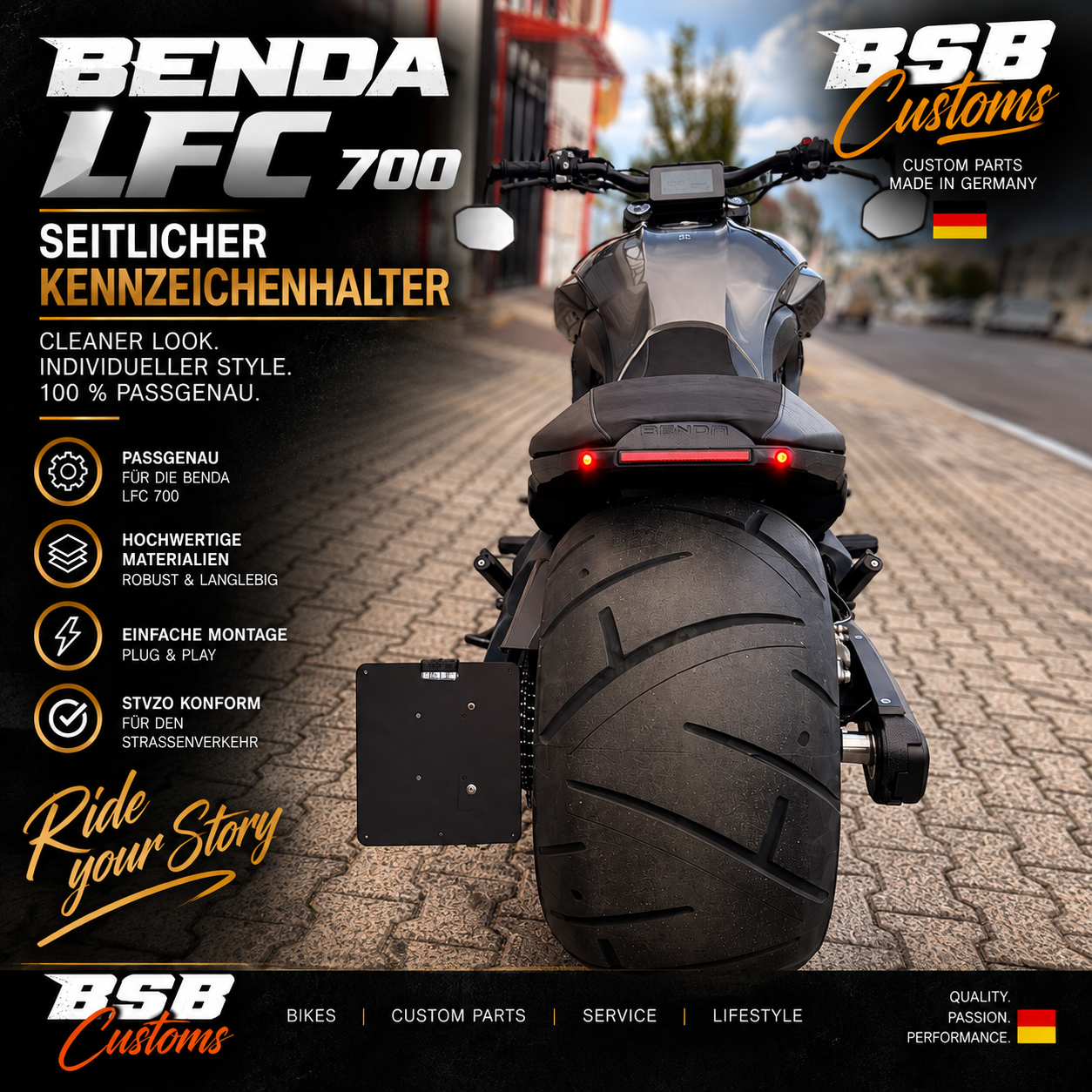 Seitlicher Kennzeichenhalter für BENDA LFC 700 Pro 