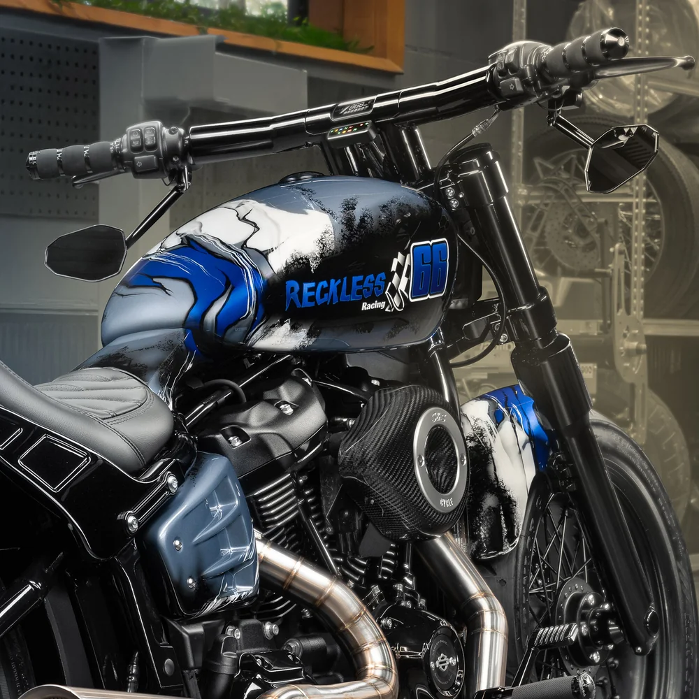 Killer Custom „Drag-T“ 2" Fat Mega-Lenker – mit optionalem Stealth View-Tachometer