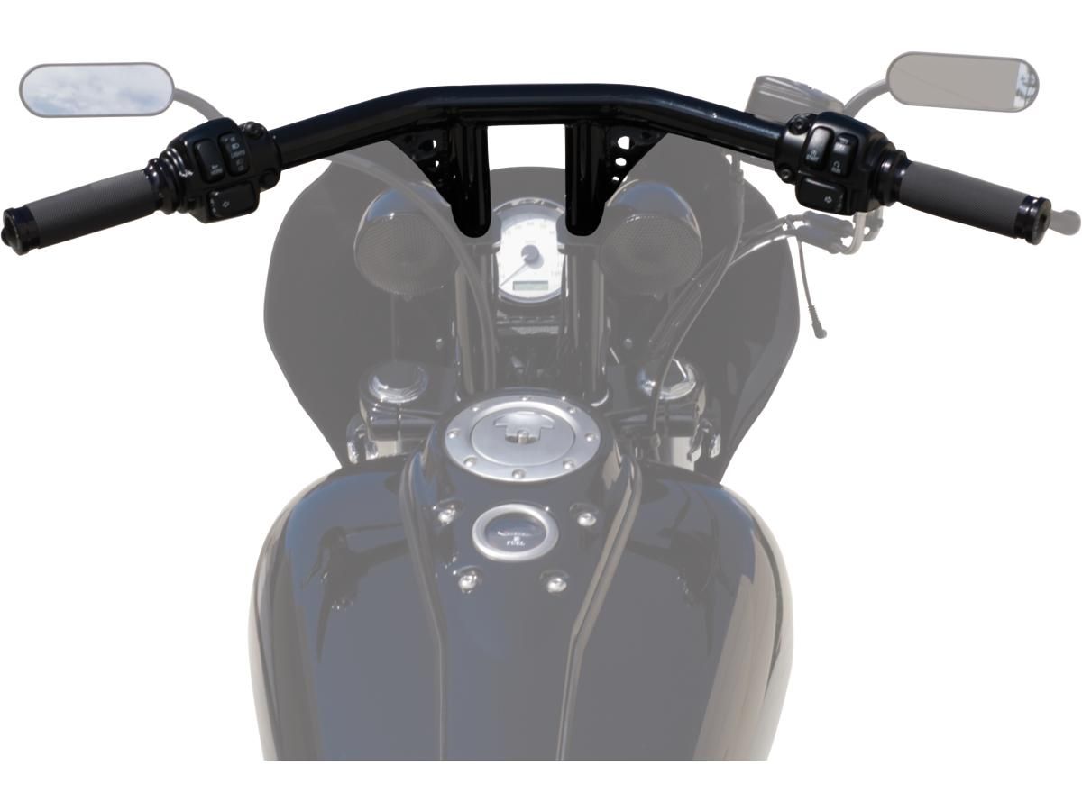 Santee 12" Straight-Up T-Bar Handlebar Non-Dimpled 4-Loch Schwarz Pulverbeschichtet 1 1/4" Throttle By Wire für Harley-Davidson Modelle