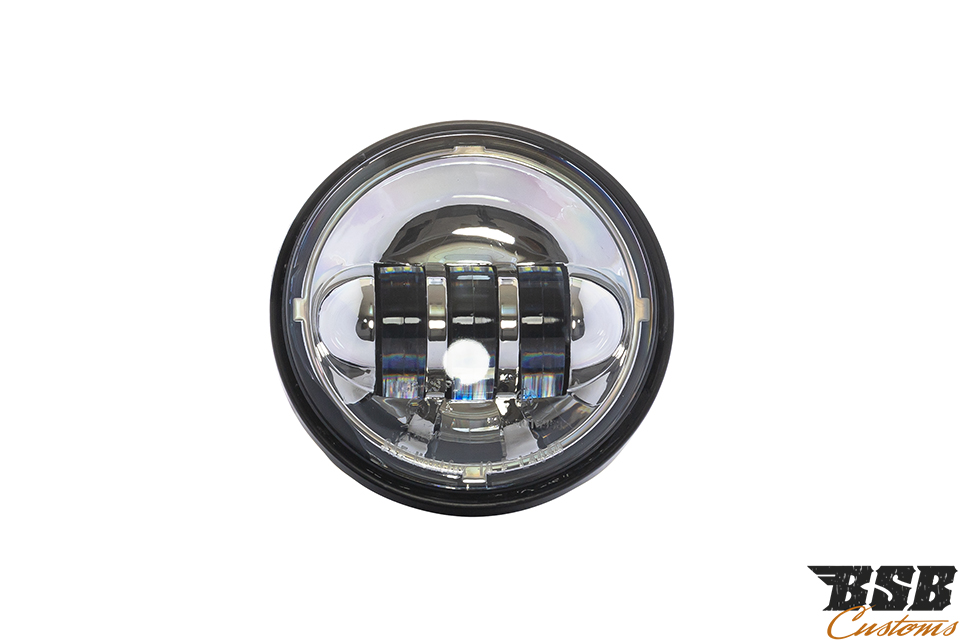 LED Zusatzscheinwerfer 4,5" (4)  CHROME für alle Harley Davidson Softail & Touring sowie Indian Modelle