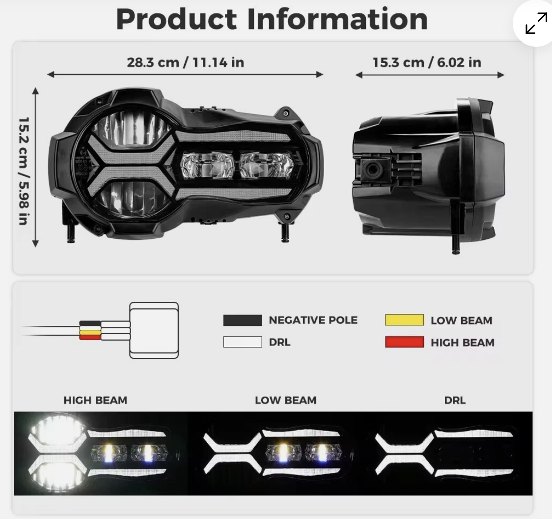 BMW R1200GS / R1250 LED-Scheinwerfer – passend 2014–2019 mit E-Prüfzeichen