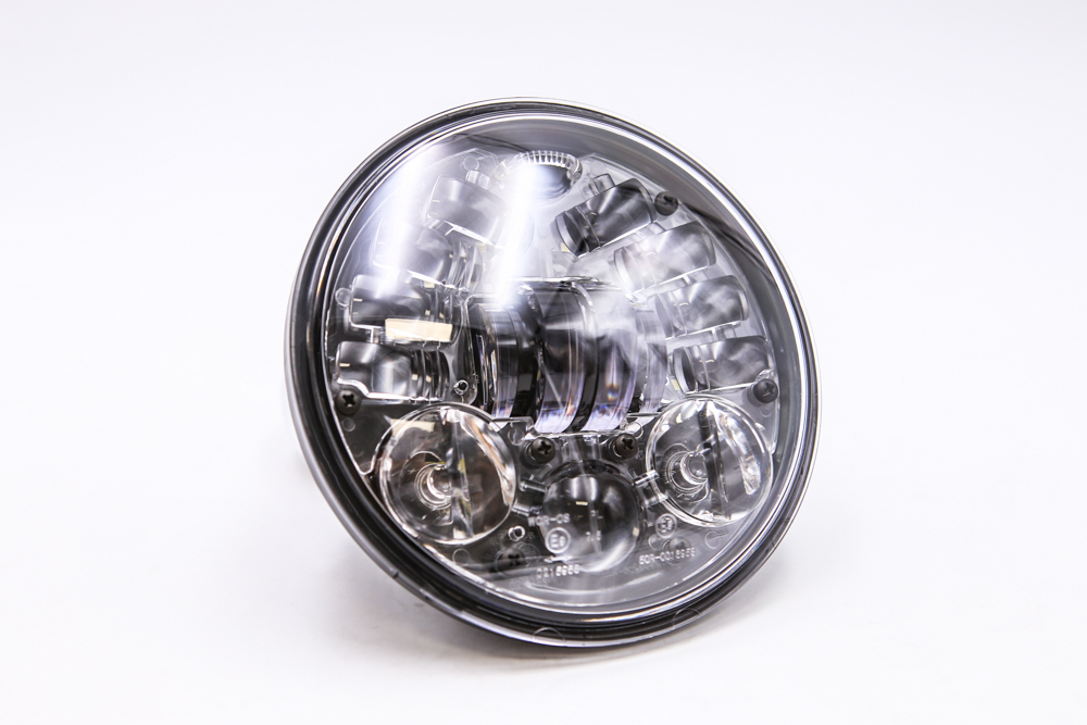 LED Scheinwerfer 5 3/4  5,75 Zoll schwarz, Standlicht, CE-Zulassung für Harley Davidson SOFTAIL / DYNA / Sportster