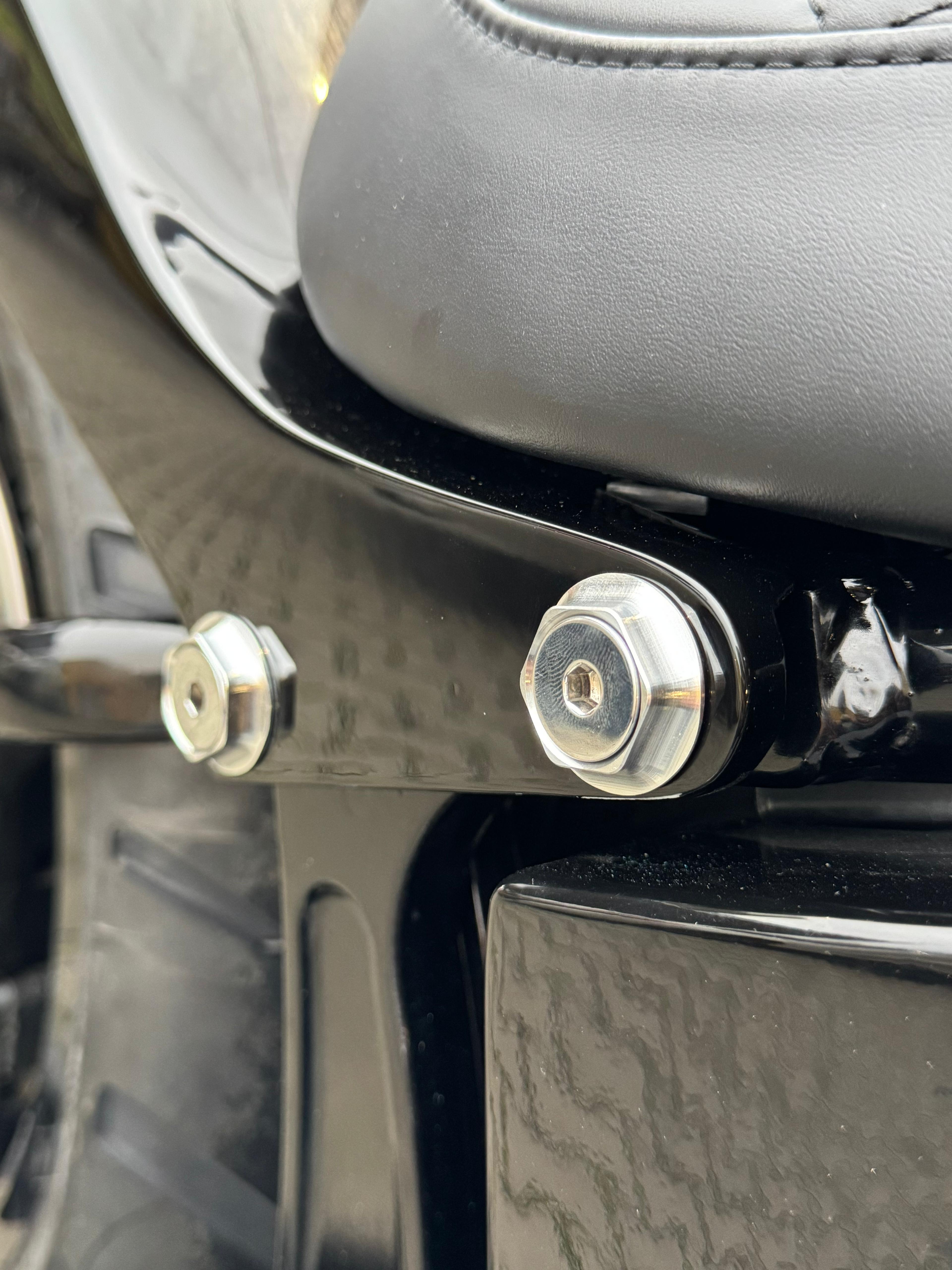 Heckfender-Montagesatz 30 mm 84-24 Softail (inkl. Schrauben/ohne Schrauben) – Sechskantig Spitz, Schwarz Eloxiert, Hochglanzpoliert