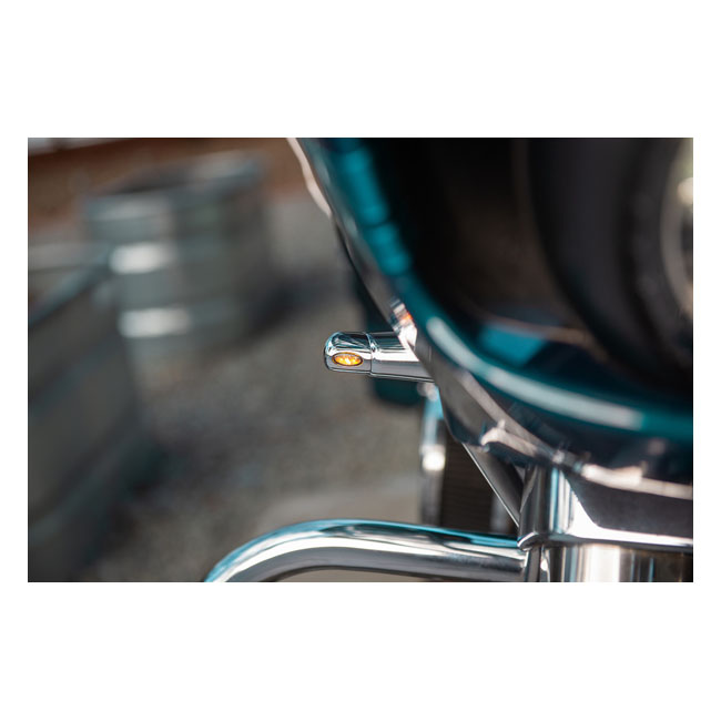 Kodlin Elypse LED Mini-Blinker vorne Chrom mit DLR-Tagfahrlicht für Harley-Davidson Road Glide & Low Rider (15–24)
