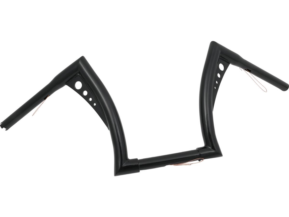 Santee 12" Bonanza Fat Handlebar Non-Dimpled Schwarz Pulverbeschichtet 3-Loch 1 1/4" Throttle By Wire für Harley-Davidson Modelle