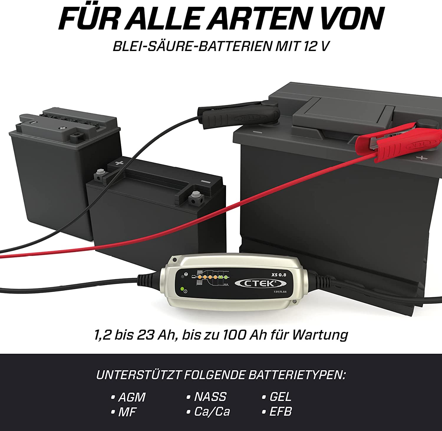 CTEK XS 0.8 - Der kompakte Batterielader mit EU-Steckdose