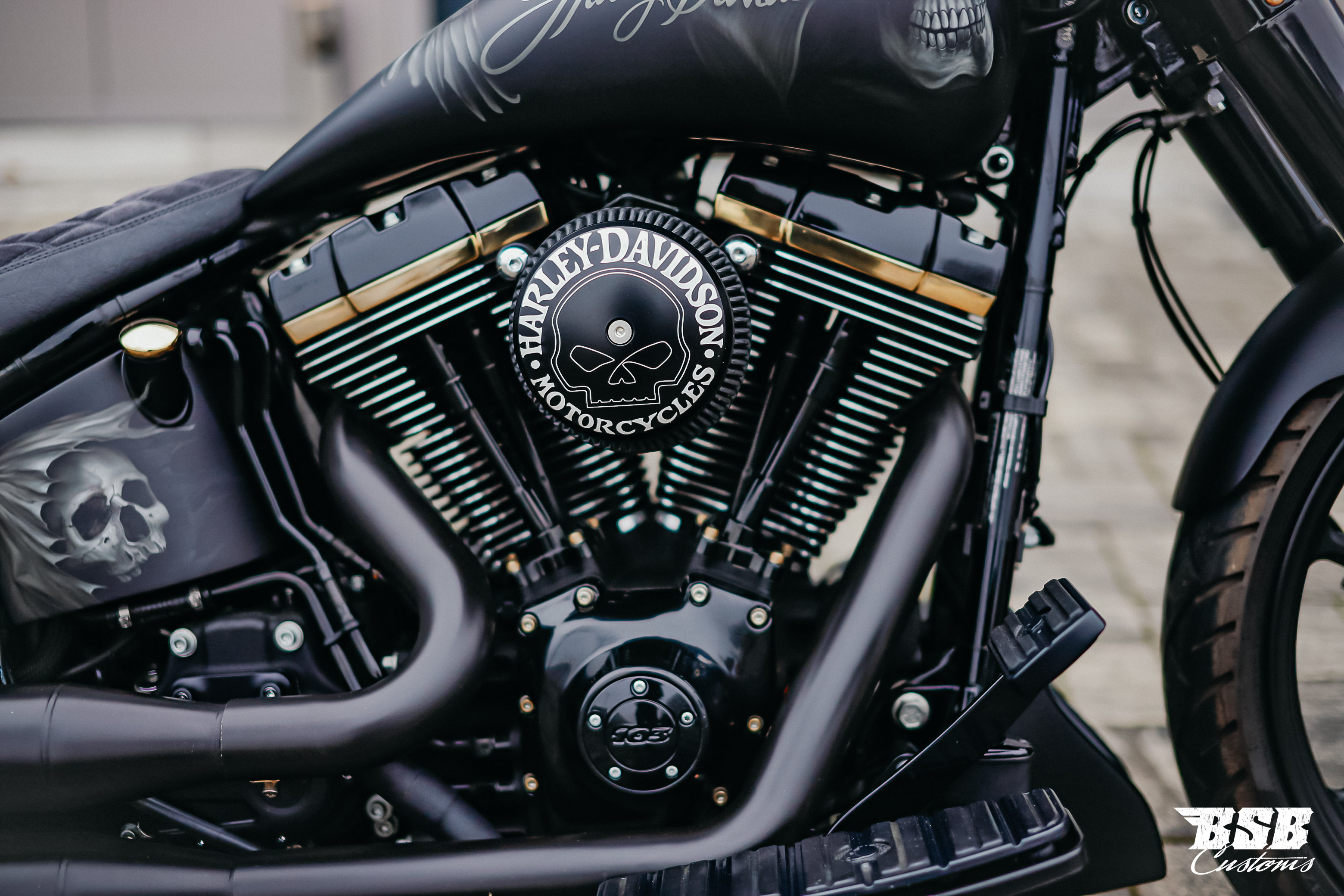 BSB Customs Luftfilter Deckel für Harley Stage 1 & Big Sucker Sowie S&S Luftfilter Cover schwarz gelasert