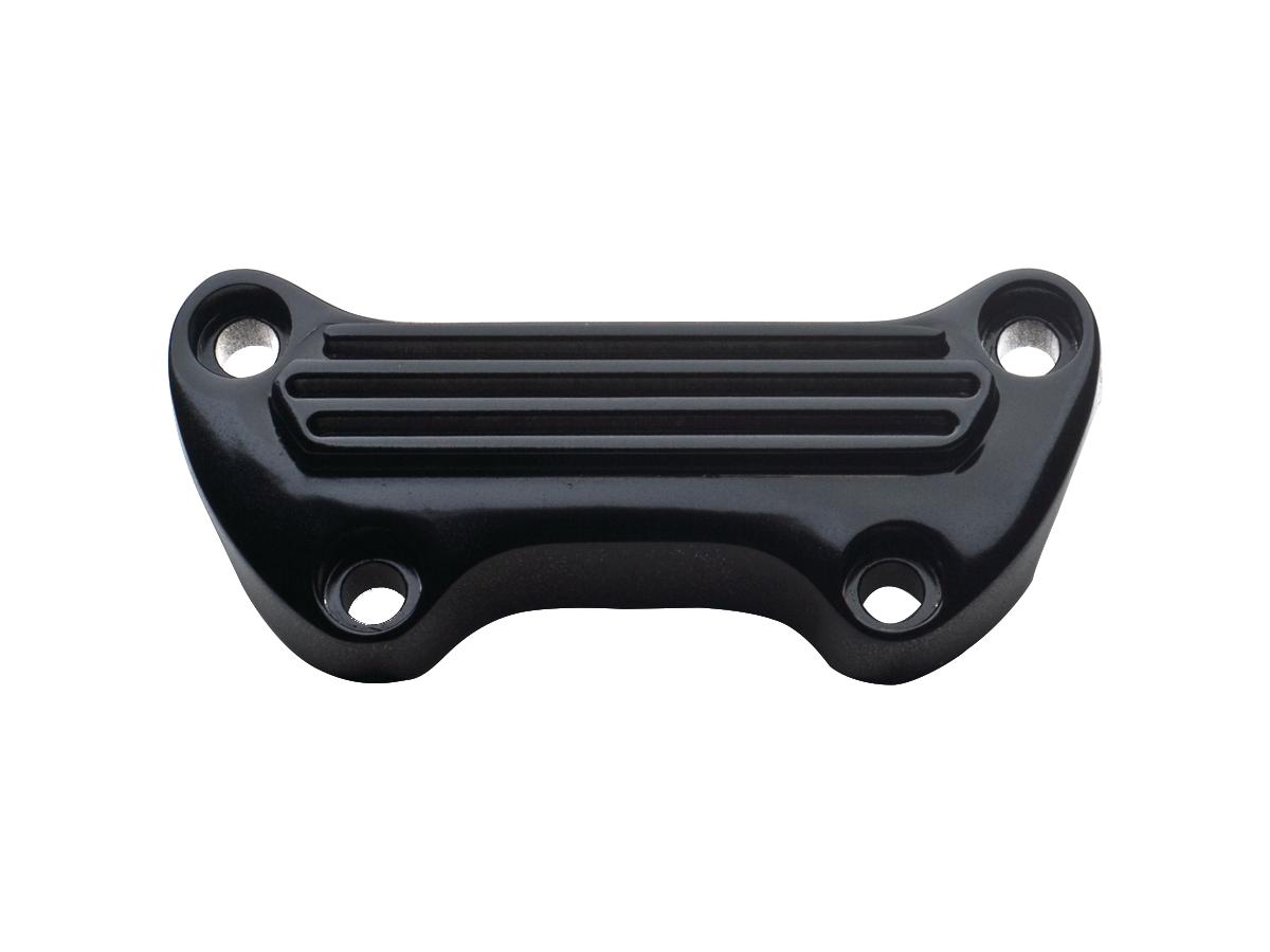 Finned Top Clamp – Schwarz Pulverbeschichtet für 1" Risers & Custom Bikes