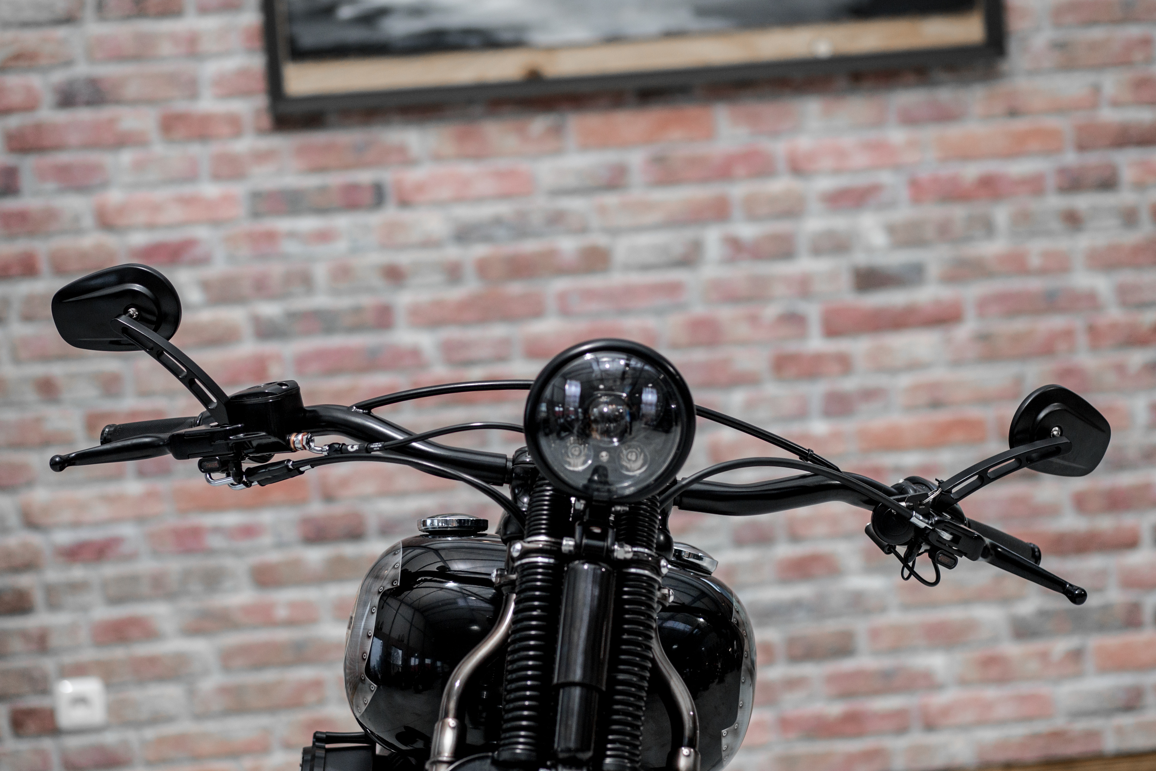 Edge cut Spiegel Set für Harley Davidson Softail Dyna Sportster SCHWARZ MATT