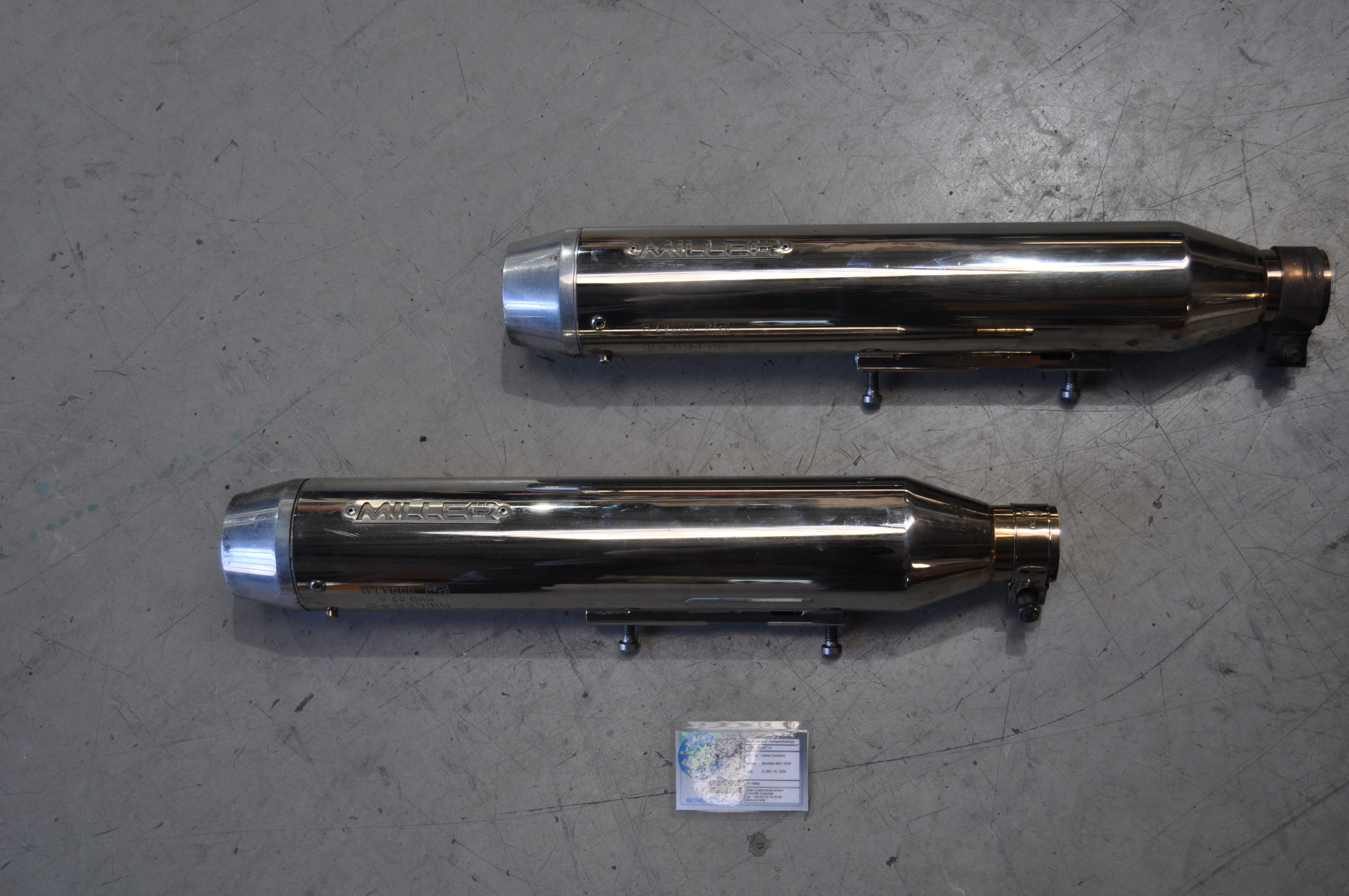 Miller Auspuff Endschalldämpfer Harley Davidson Sportster 883 / 1200 – gebraucht mit Kratzern und EG-Betriebserlaubnis