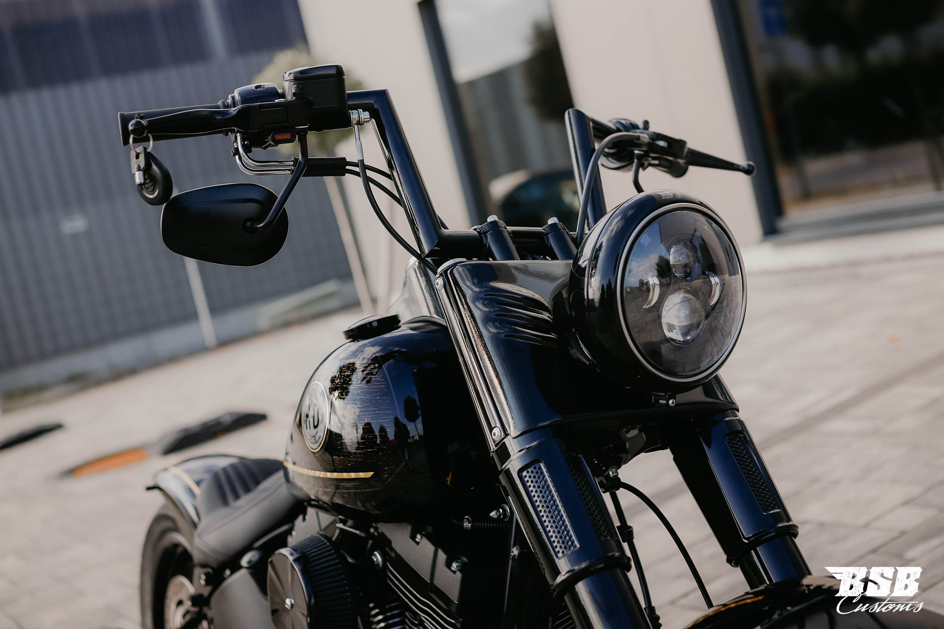 Spiegel Set für Harley Davidson Softail Dyna Sportster SCHWARZ MATT