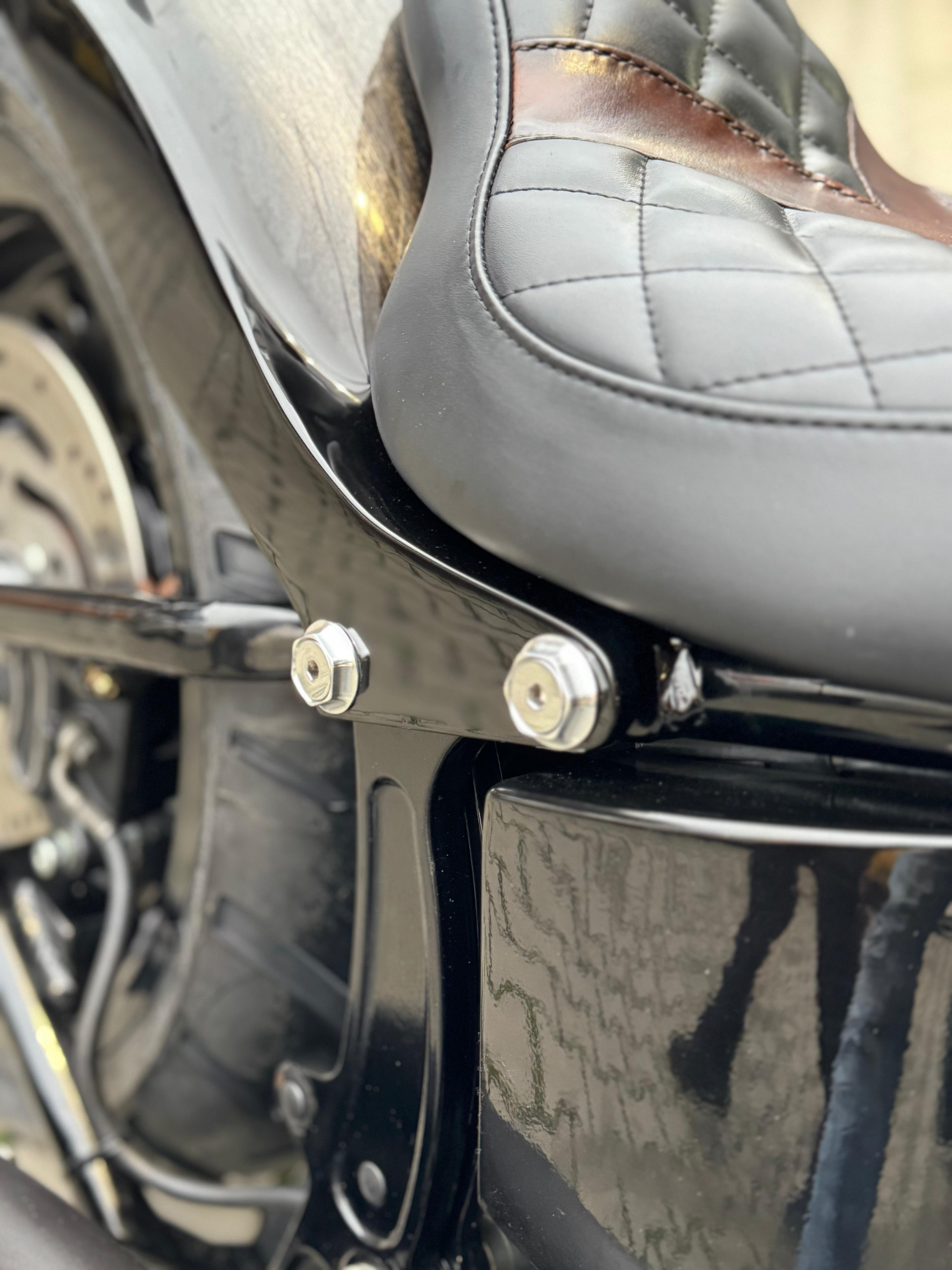 Heckfender-Montagesatz 30 mm 84-24 Softail (inkl. Schrauben/ohne Schrauben) – Sechskantig Spitz, Schwarz Eloxiert, Hochglanzpoliert