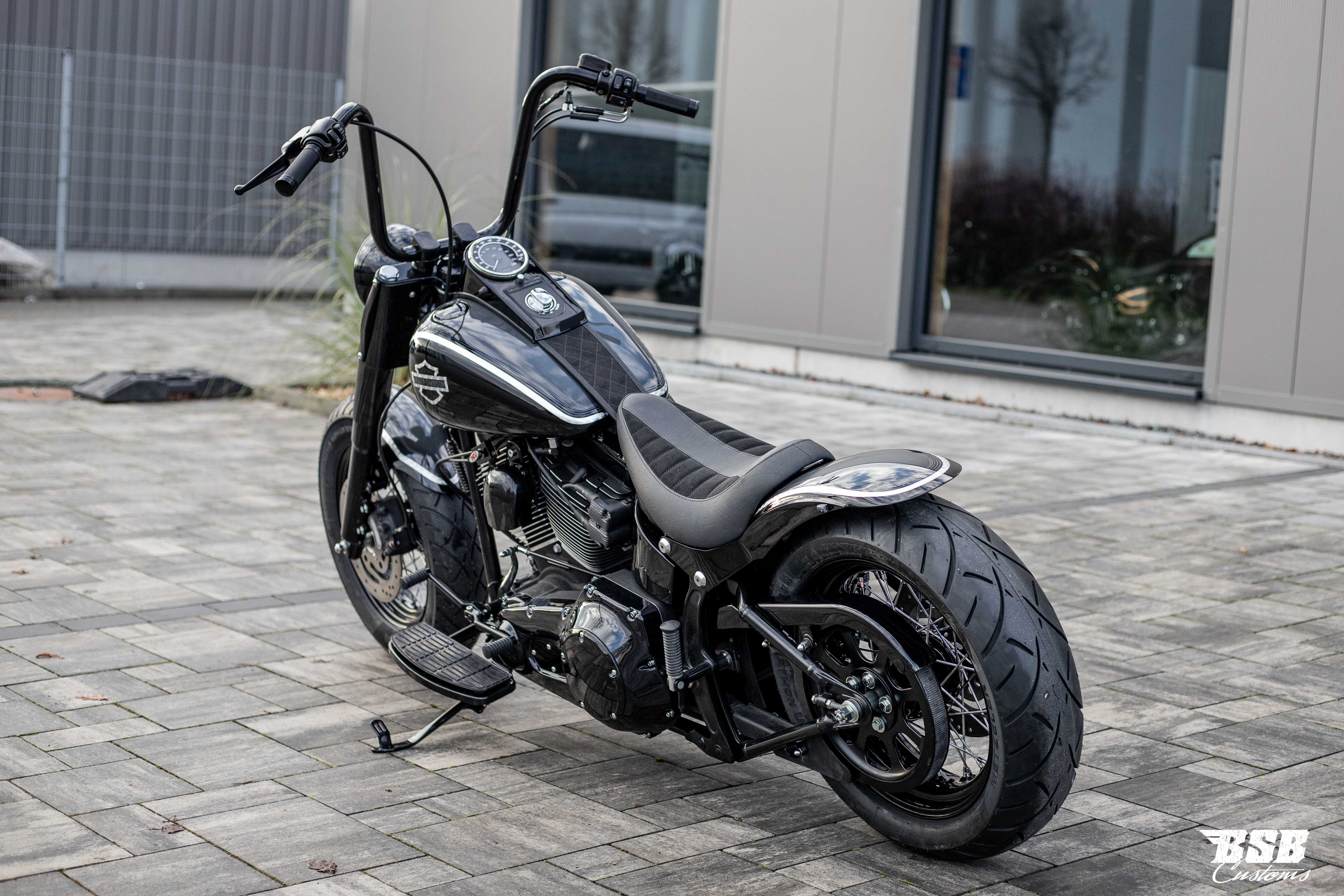 14" Ape Hanger von CCI SANTEE *SCHWARZ matt*  mit TÜV für SOFTAIL DYNA  25mm Klemmung