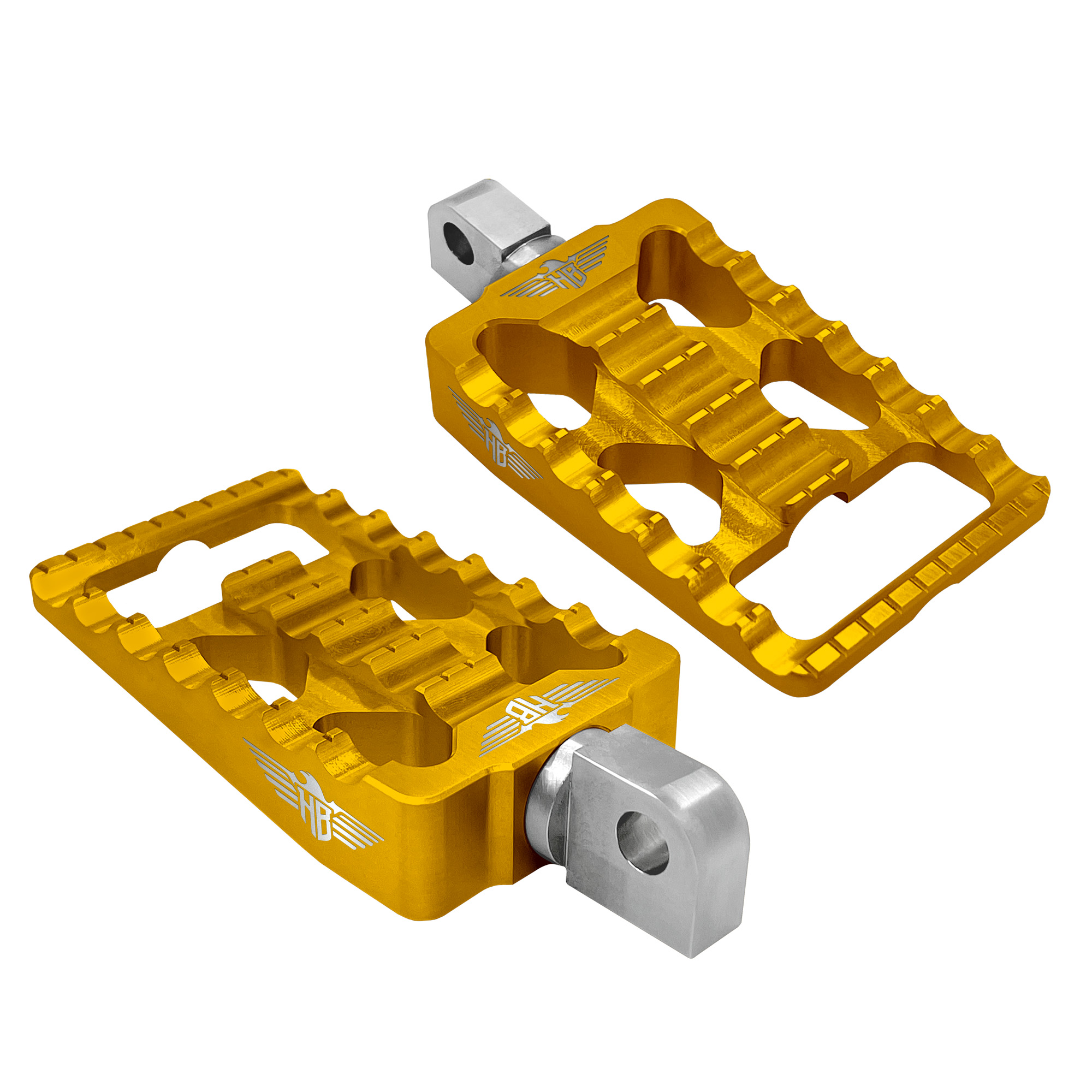 CLUBSTYLE MX Footpegs V1  Gold– Fahrer & Beifahrer – Für Dyna, Sportster & Softail 