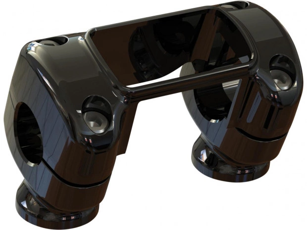 Speedo Riser 1 1/4" – Lenkerklemme mit Tachoaufnahme für Harley Softail & Touring – Glanz Schwarz Pulverbeschichtet