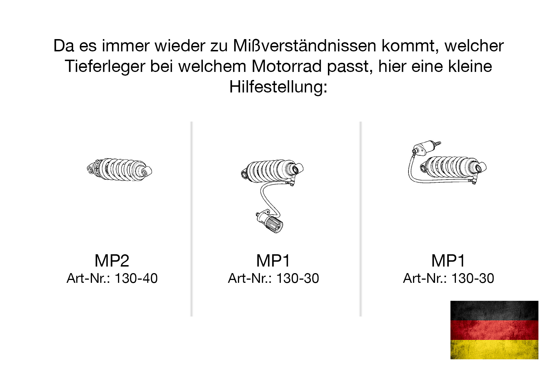 Müller Tieferlegungs-kit MP1  Harley Davidson Milwaukee Eight M8 Modelle bis 40 mm tiefer mit TÜV