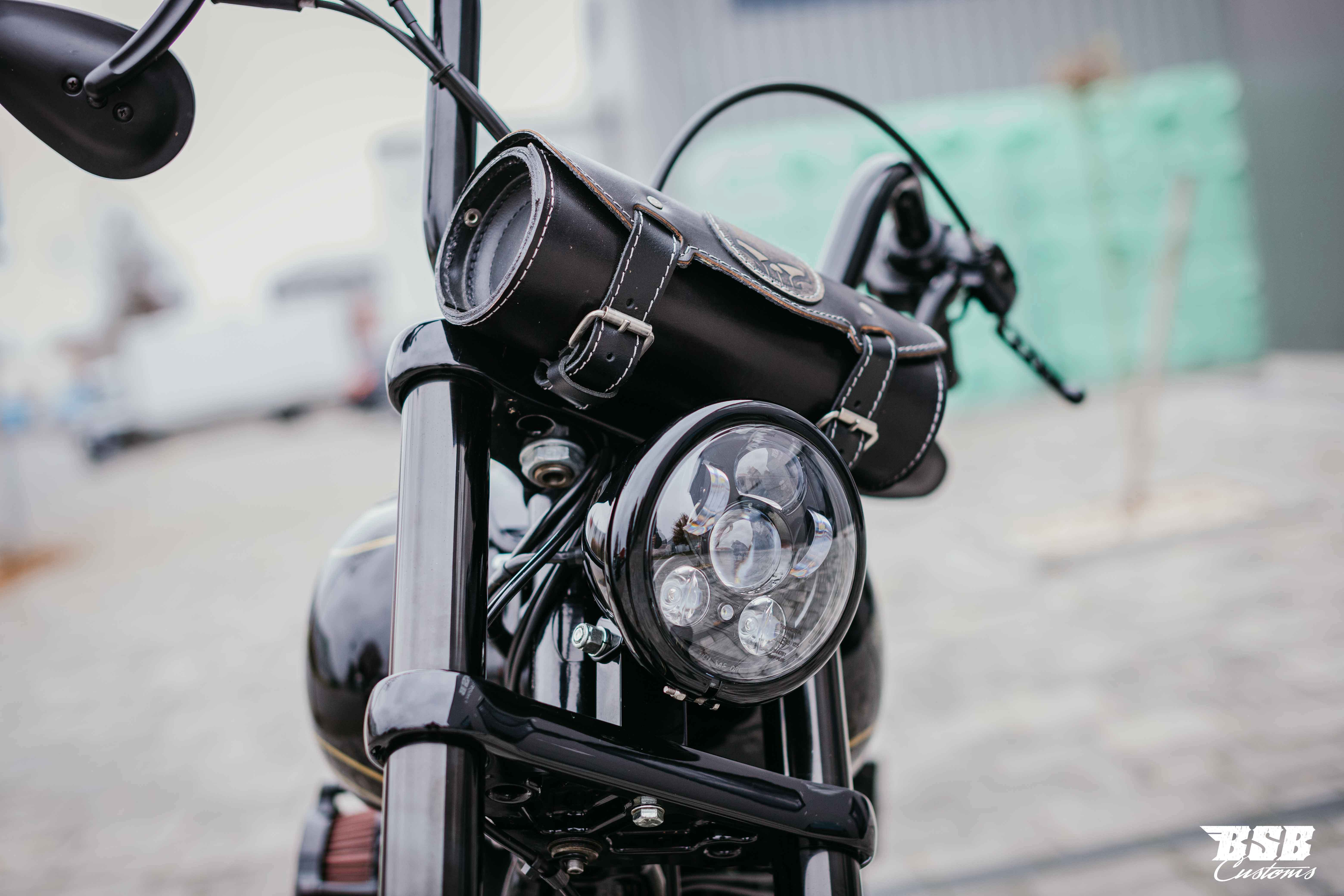 LED 5,75 Zoll schwarz, Standlicht, CE-Zulassung für Harley Davidson SOFTAIL DYNA SPORTSTER Modelle 5 3/4 LED