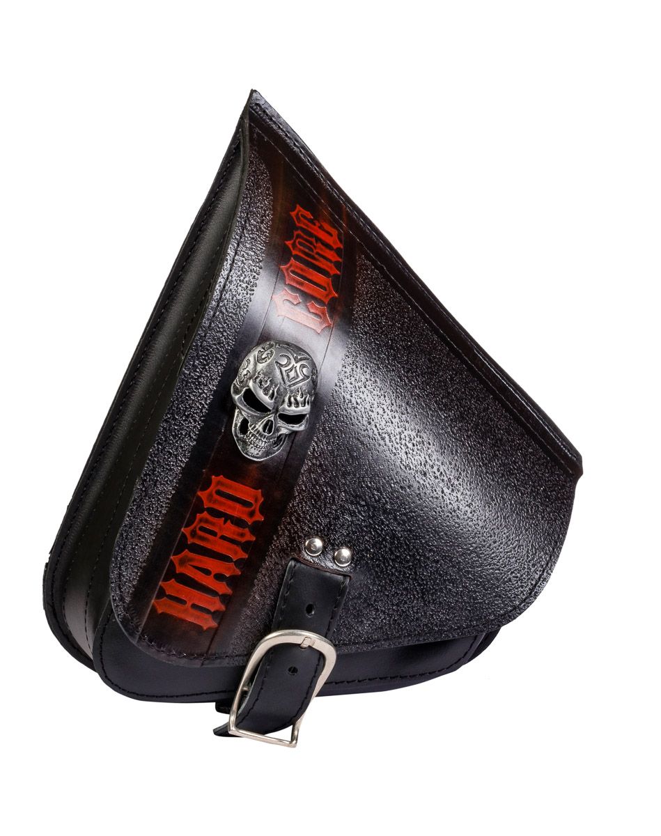 " HARDCORE SKULL S045" Hochwertige AGM Softail Schwingentasche Echtleder inkl. Lederriemen