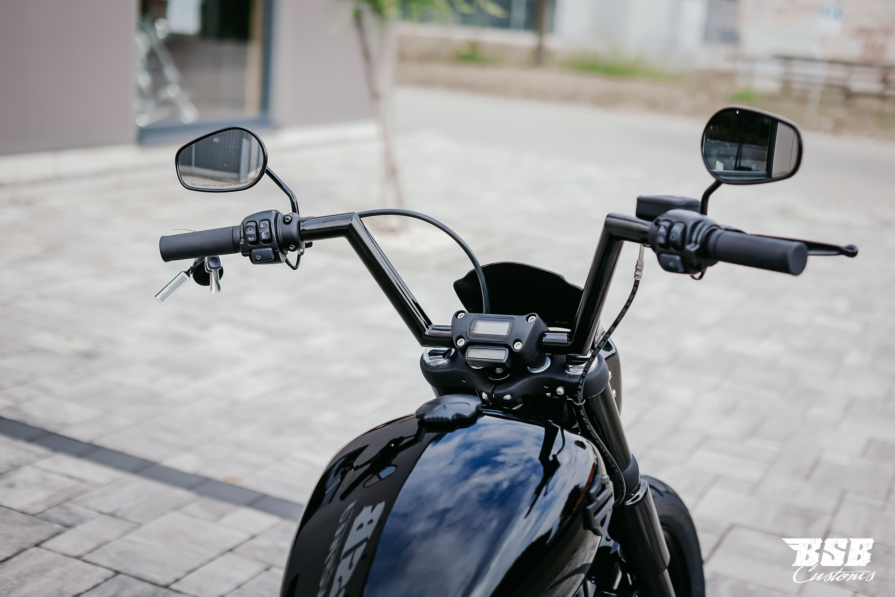 Spiegel Set für Harley Davidson Softail Dyna Sportster SCHWARZ GLANZ