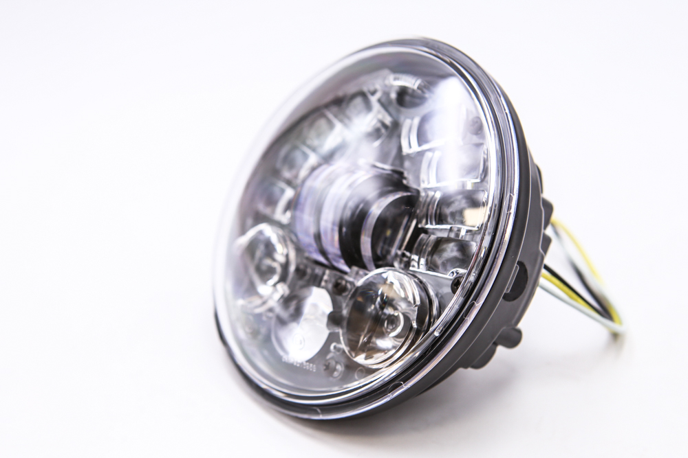 LED Scheinwerfer 5 3/4  5,75 NEW STYLE  schwarz, Standlicht, CE-Zulassung für INDIAN SCOUT BOBBER