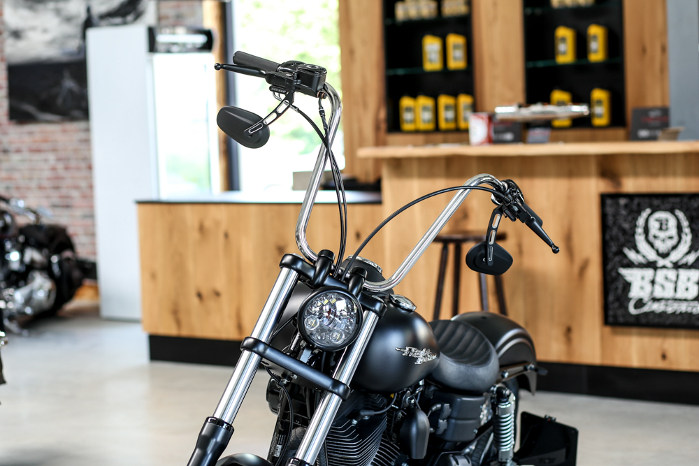 LED Scheinwerfer 5 3/4  5,75 Zoll schwarz, Standlicht, CE-Zulassung für Harley Davidson SOFTAIL / DYNA / Sportster